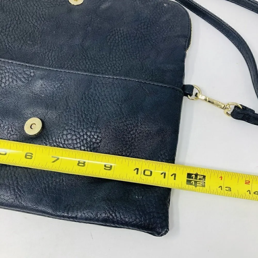 Charming Charlie Women’s Lot Of 2 Handbag & Clutch‎ Black Pebbled Faux Leather
